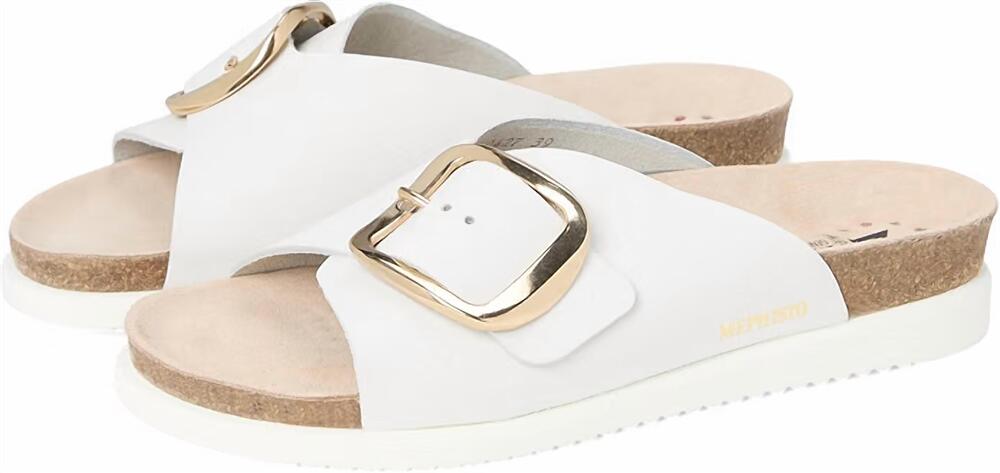 NEW MEPHISTO women's hariana cork slide sandal in white